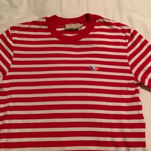 Masion kitsune, striped red long sleeve t shirt